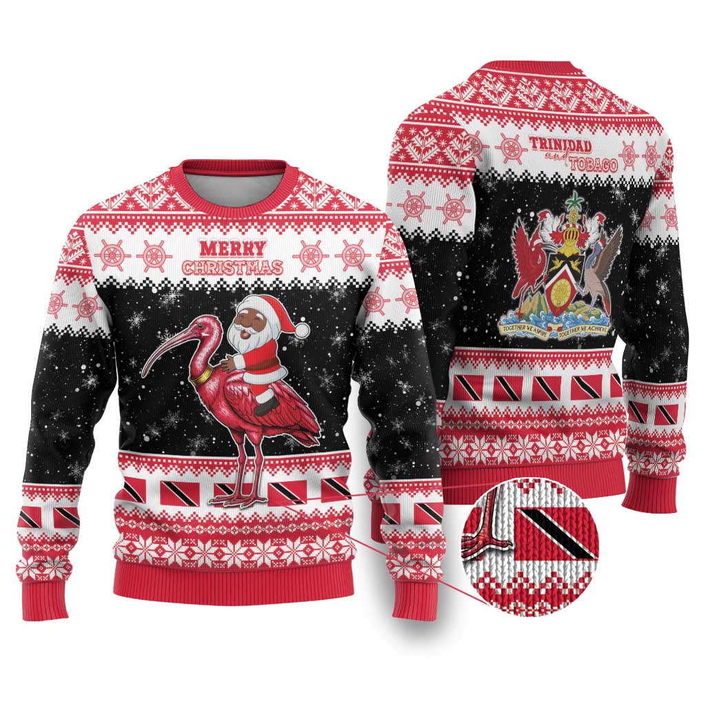 Trinidad And Tobago Christmas Ugly Christmas Sweater Funny Santa Riding Scarlet Ibis - Wonder Print Shop