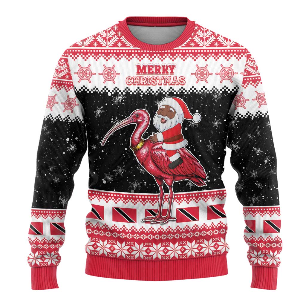 Trinidad And Tobago Christmas Ugly Christmas Sweater Funny Santa Riding Scarlet Ibis - Wonder Print Shop