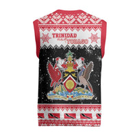 Trinidad And Tobago Christmas Knitted V-Neck Vest Funny Santa Riding Scarlet Ibis - Wonder Print Shop
