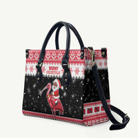 Trinidad And Tobago Christmas Leather Bag Funny Santa Riding Scarlet Ibis - Wonder Print Shop