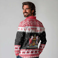Trinidad And Tobago Christmas Long Sleeve Polo Shirt Funny Santa Riding Scarlet Ibis - Wonder Print Shop