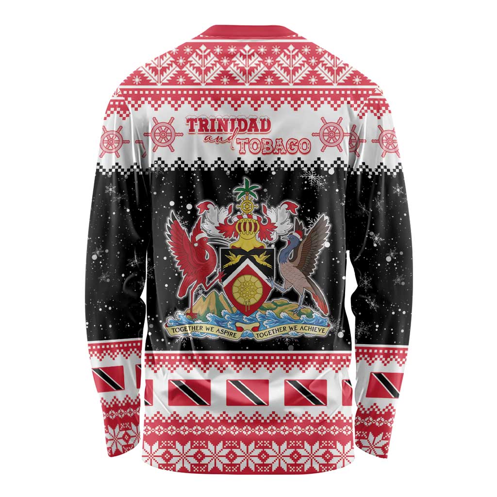 Trinidad And Tobago Christmas Long Sleeve Shirt Funny Santa Riding Scarlet Ibis - Wonder Print Shop