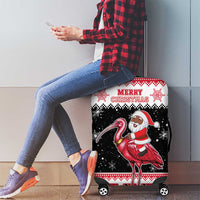 Trinidad And Tobago Christmas Luggage Cover Funny Santa Riding Scarlet Ibis - Wonder Print Shop