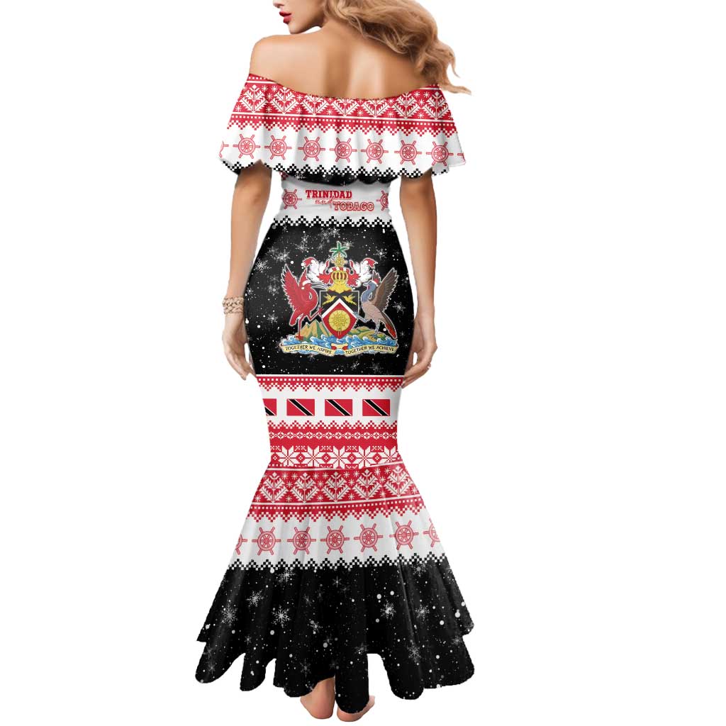 Trinidad And Tobago Christmas Mermaid Dress Funny Santa Riding Scarlet Ibis - Wonder Print Shop