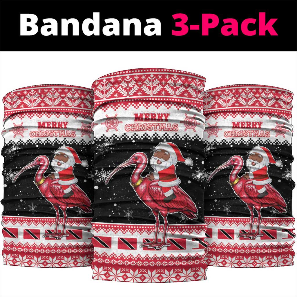 Trinidad And Tobago Christmas Neck Gaiter Funny Santa Riding Scarlet Ibis - Wonder Print Shop