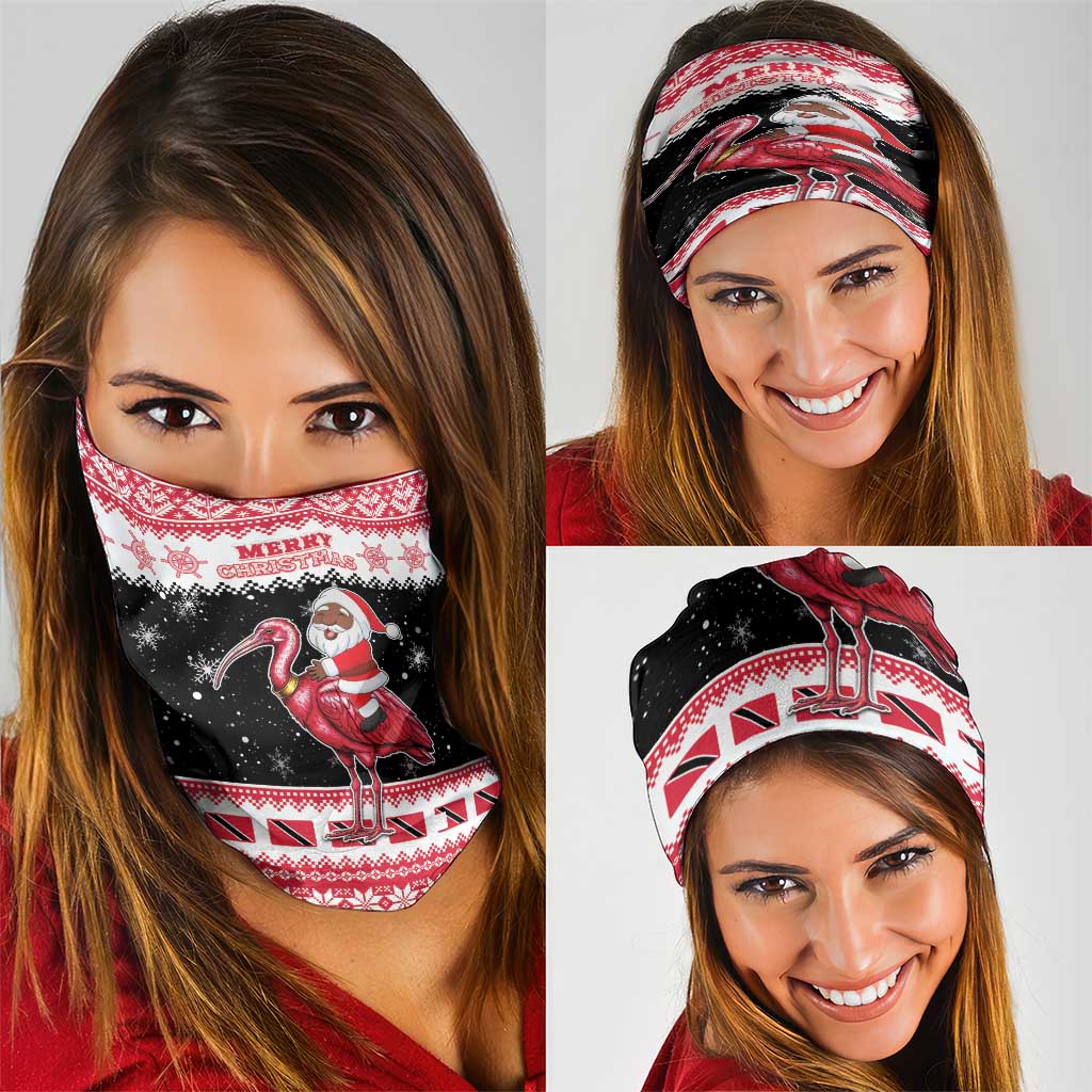 Trinidad And Tobago Christmas Neck Gaiter Funny Santa Riding Scarlet Ibis - Wonder Print Shop