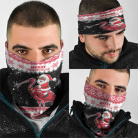 Trinidad And Tobago Christmas Neck Gaiter Funny Santa Riding Scarlet Ibis - Wonder Print Shop