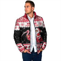 Trinidad And Tobago Christmas Padded Jacket Funny Santa Riding Scarlet Ibis - Wonder Print Shop
