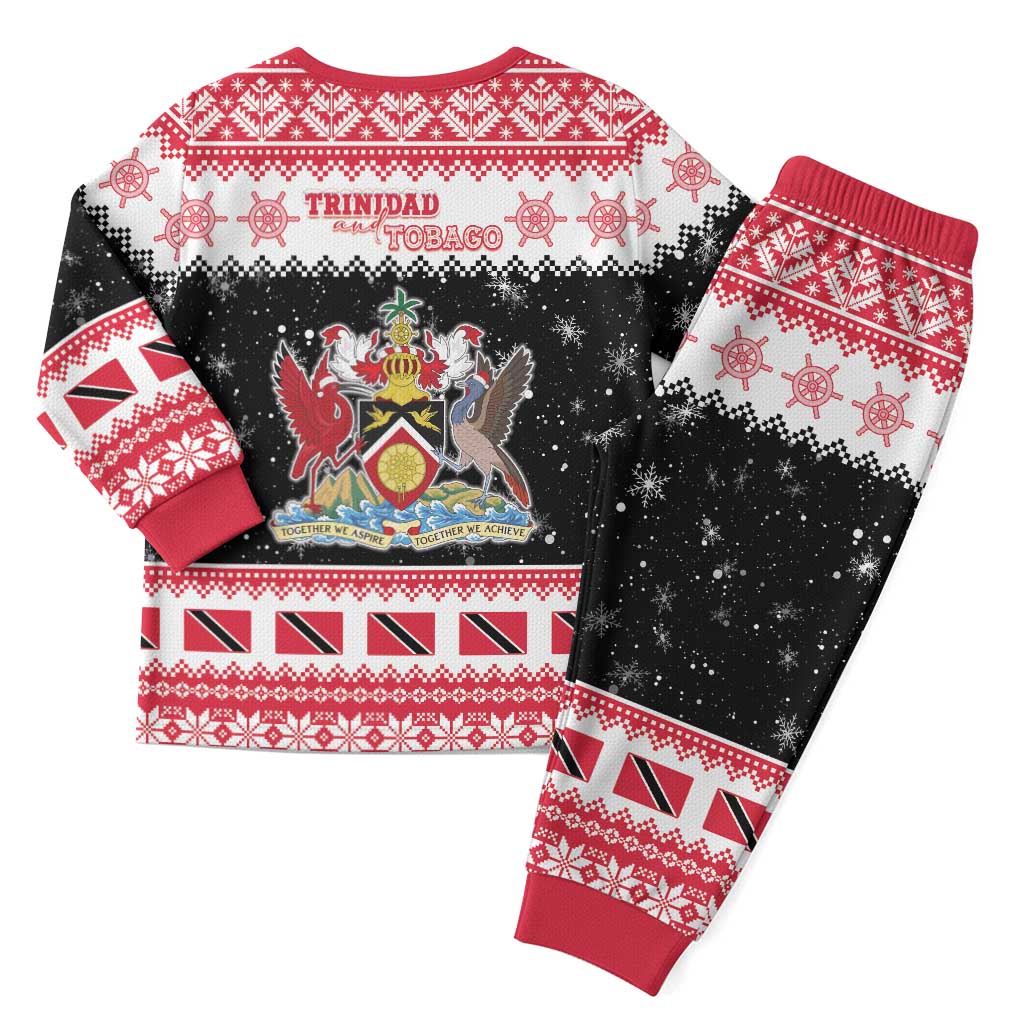 Trinidad And Tobago Christmas Pajama Set Funny Santa Riding Scarlet Ibis - Wonder Print Shop