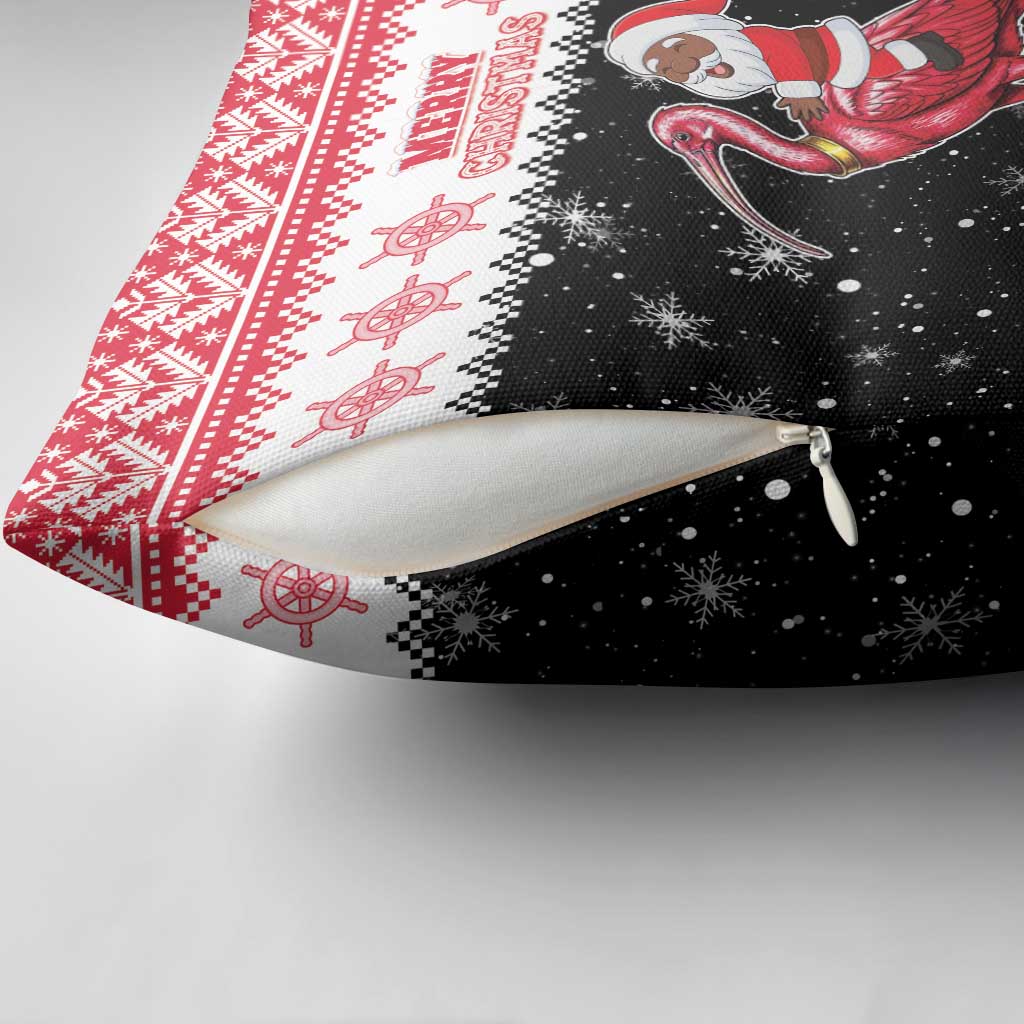 Trinidad And Tobago Christmas Pillow Cover Funny Santa Riding Scarlet Ibis - Wonder Print Shop