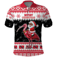 Trinidad And Tobago Christmas Polo Shirt Funny Santa Riding Scarlet Ibis - Wonder Print Shop