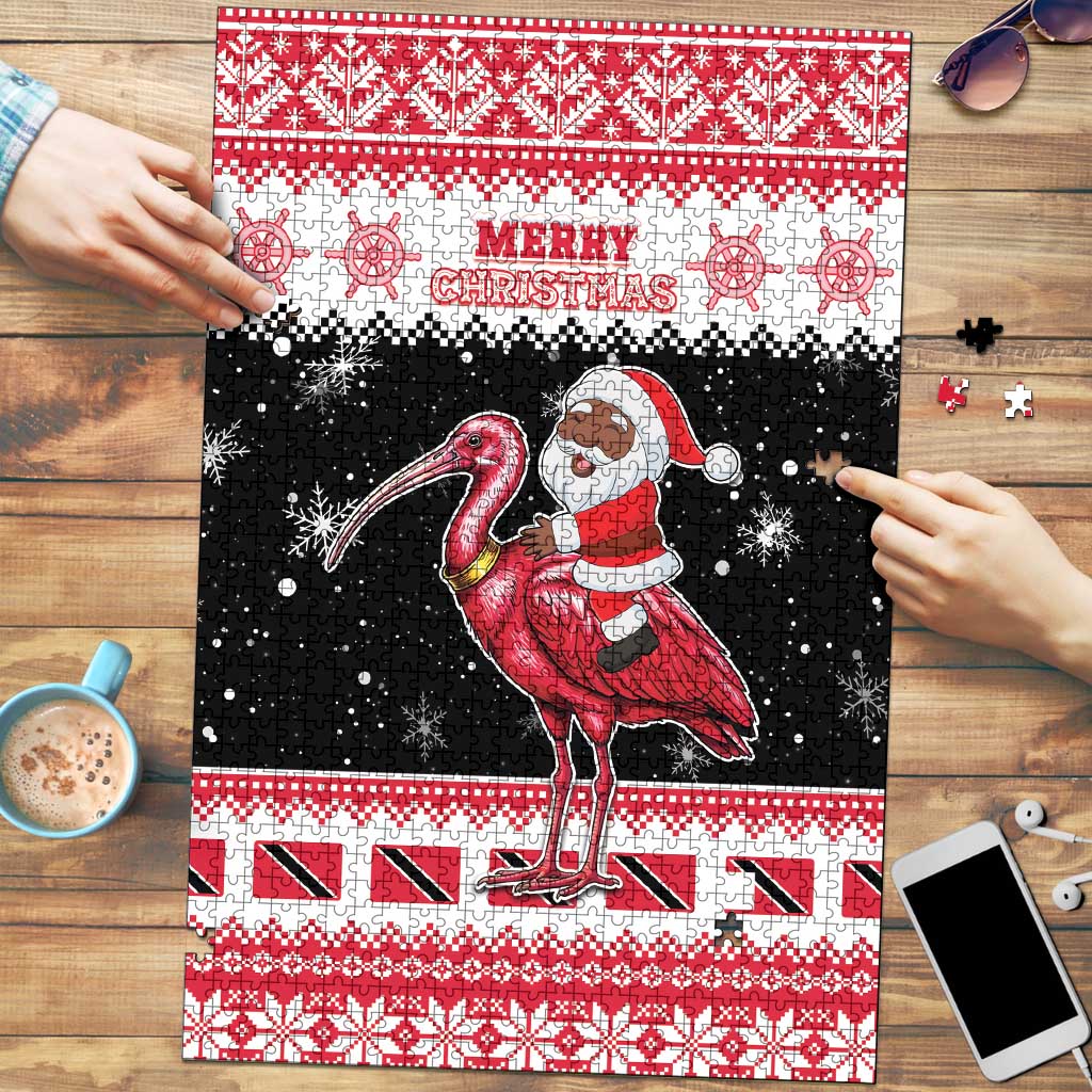 Trinidad And Tobago Christmas Puzzle Funny Santa Riding Scarlet Ibis - Wonder Print Shop