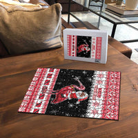 Trinidad And Tobago Christmas Puzzle Funny Santa Riding Scarlet Ibis - Wonder Print Shop