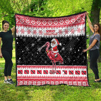 Trinidad And Tobago Christmas Quilt Funny Santa Riding Scarlet Ibis - Wonder Print Shop