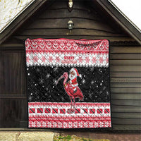 Trinidad And Tobago Christmas Quilt Funny Santa Riding Scarlet Ibis - Wonder Print Shop