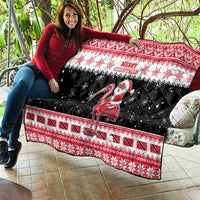 Trinidad And Tobago Christmas Quilt Funny Santa Riding Scarlet Ibis - Wonder Print Shop