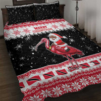 Trinidad And Tobago Christmas Quilt Bed Set Funny Santa Riding Scarlet Ibis - Wonder Print Shop