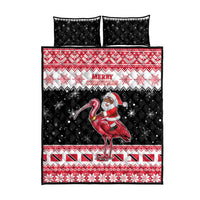 Trinidad And Tobago Christmas Quilt Bed Set Funny Santa Riding Scarlet Ibis - Wonder Print Shop