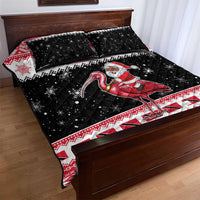 Trinidad And Tobago Christmas Quilt Bed Set Funny Santa Riding Scarlet Ibis - Wonder Print Shop