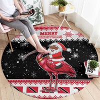 Trinidad And Tobago Christmas Round Carpet Funny Santa Riding Scarlet Ibis - Wonder Print Shop