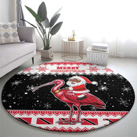 Trinidad And Tobago Christmas Round Carpet Funny Santa Riding Scarlet Ibis - Wonder Print Shop