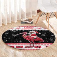 Trinidad And Tobago Christmas Round Carpet Funny Santa Riding Scarlet Ibis - Wonder Print Shop
