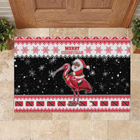 Trinidad And Tobago Christmas Rubber Doormat Funny Santa Riding Scarlet Ibis - Wonder Print Shop
