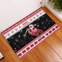 Trinidad And Tobago Christmas Rubber Doormat Funny Santa Riding Scarlet Ibis - Wonder Print Shop