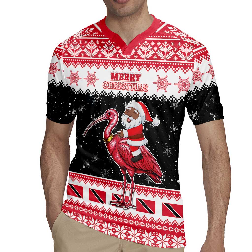 Trinidad And Tobago Christmas Rugby Jersey Funny Santa Riding Scarlet Ibis - Wonder Print Shop