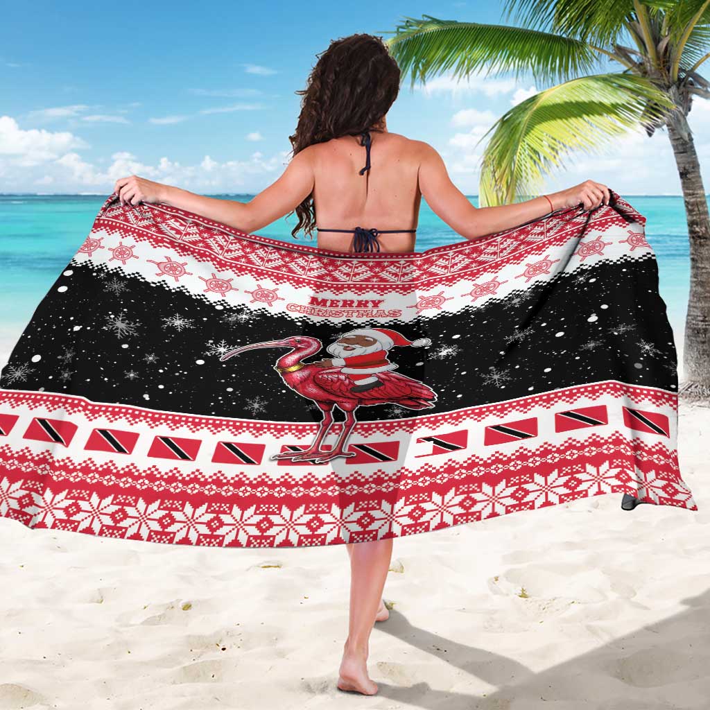 Trinidad And Tobago Christmas Sarong Funny Santa Riding Scarlet Ibis - Wonder Print Shop