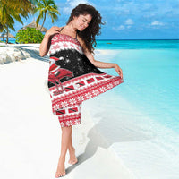 Trinidad And Tobago Christmas Sarong Funny Santa Riding Scarlet Ibis - Wonder Print Shop