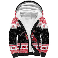 Trinidad And Tobago Christmas Sherpa Hoodie Funny Santa Riding Scarlet Ibis - Wonder Print Shop
