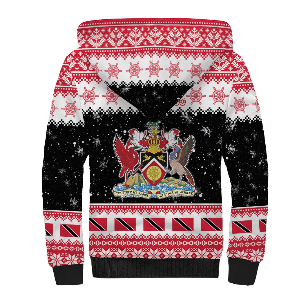 Trinidad And Tobago Christmas Sherpa Hoodie Funny Santa Riding Scarlet Ibis - Wonder Print Shop