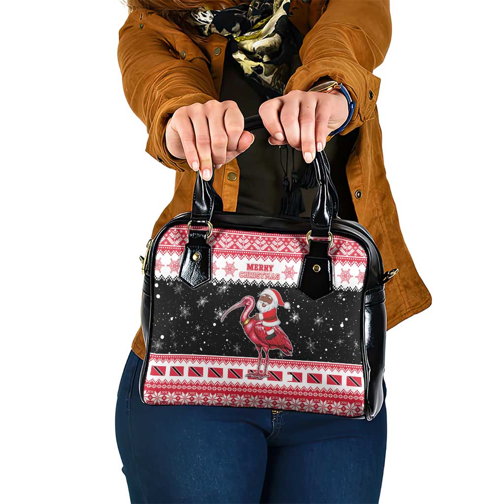 Trinidad And Tobago Christmas Shoulder Handbag Funny Santa Riding Scarlet Ibis - Wonder Print Shop