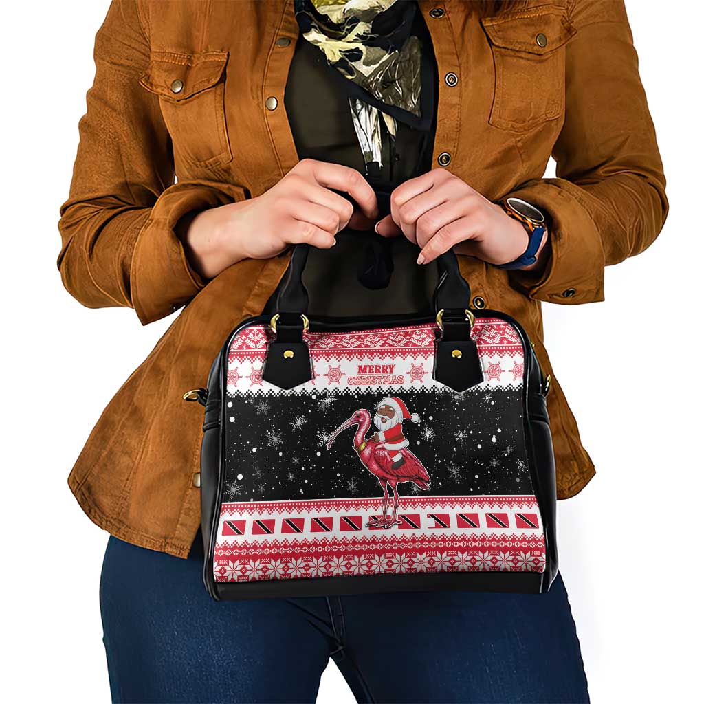 Trinidad And Tobago Christmas Shoulder Handbag Funny Santa Riding Scarlet Ibis - Wonder Print Shop