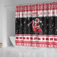 Trinidad And Tobago Christmas Shower Curtain Funny Santa Riding Scarlet Ibis - Wonder Print Shop