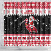 Trinidad And Tobago Christmas Shower Curtain Funny Santa Riding Scarlet Ibis - Wonder Print Shop
