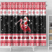 Trinidad And Tobago Christmas Shower Curtain Funny Santa Riding Scarlet Ibis - Wonder Print Shop
