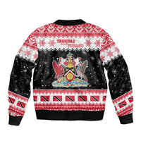 Trinidad And Tobago Christmas Sleeve Zip Bomber Jacket Funny Santa Riding Scarlet Ibis - Wonder Print Shop