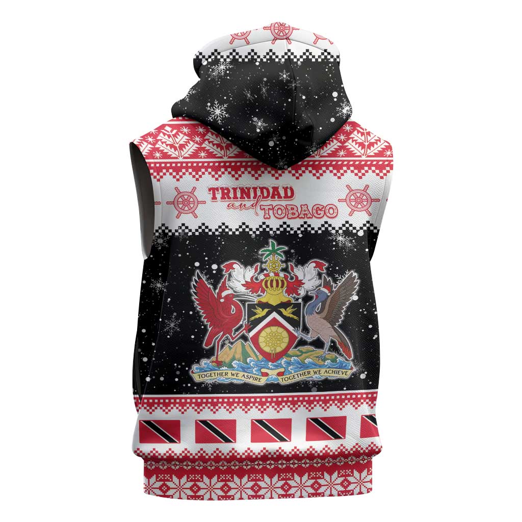 Trinidad And Tobago Christmas Sleeveless Hoodie Funny Santa Riding Scarlet Ibis - Wonder Print Shop
