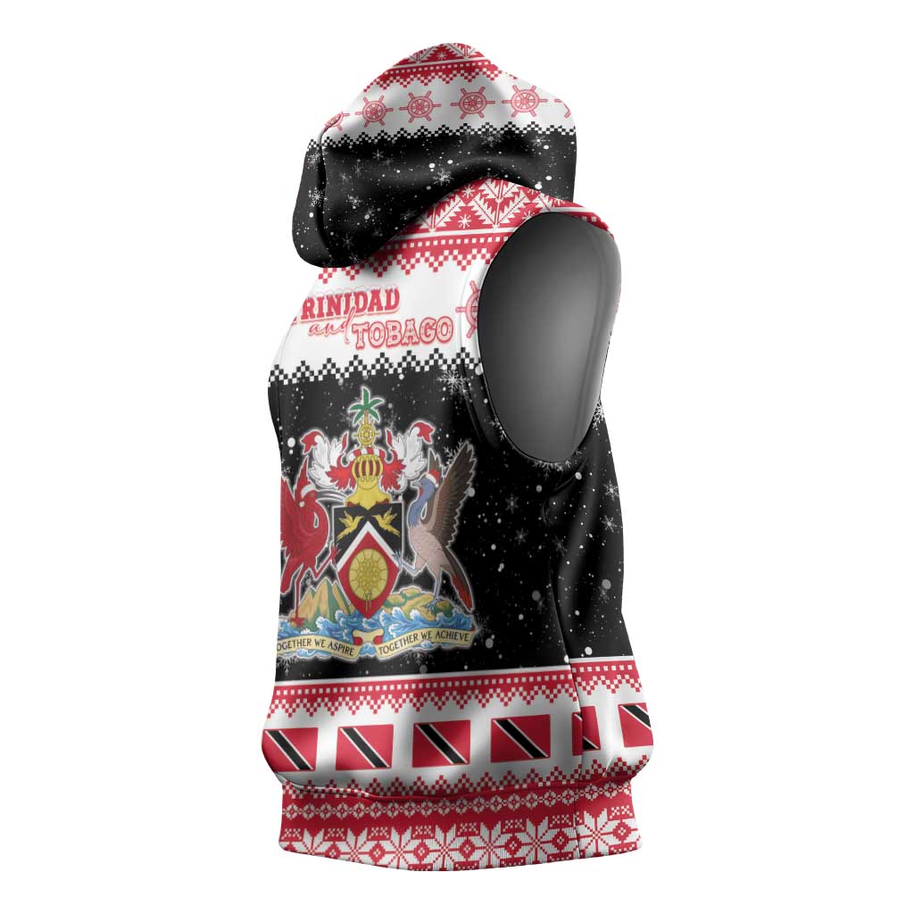 Trinidad And Tobago Christmas Sleeveless Hoodie Funny Santa Riding Scarlet Ibis - Wonder Print Shop