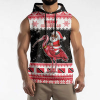 Trinidad And Tobago Christmas Sleeveless Hoodie Funny Santa Riding Scarlet Ibis - Wonder Print Shop