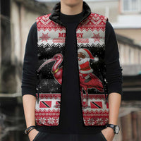 Trinidad And Tobago Christmas Sleeveless Puffer Jacket Funny Santa Riding Scarlet Ibis - Wonder Print Shop
