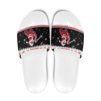 Trinidad And Tobago Christmas Slide Sandals Funny Santa Riding Scarlet Ibis - Wonder Print Shop