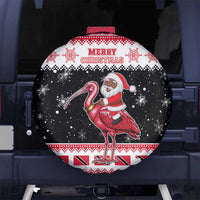 Trinidad And Tobago Christmas Spare Tire Cover Funny Santa Riding Scarlet Ibis - Wonder Print Shop