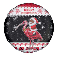Trinidad And Tobago Christmas Spare Tire Cover Funny Santa Riding Scarlet Ibis - Wonder Print Shop