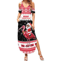 Trinidad And Tobago Christmas Summer Maxi Dress Funny Santa Riding Scarlet Ibis - Wonder Print Shop