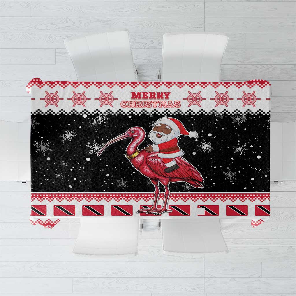 Trinidad And Tobago Christmas Tablecloth Funny Santa Riding Scarlet Ibis - Wonder Print Shop