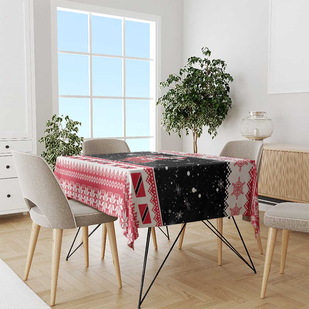 Trinidad And Tobago Christmas Tablecloth Funny Santa Riding Scarlet Ibis - Wonder Print Shop