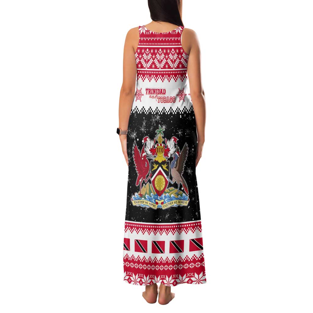 Trinidad And Tobago Christmas Tank Maxi Dress Funny Santa Riding Scarlet Ibis - Wonder Print Shop